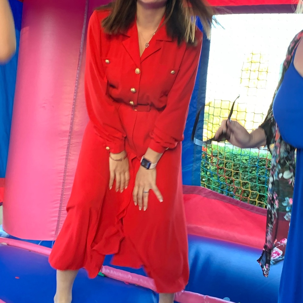 1980’s Vintage Liz Claiborne Red Midi Dress